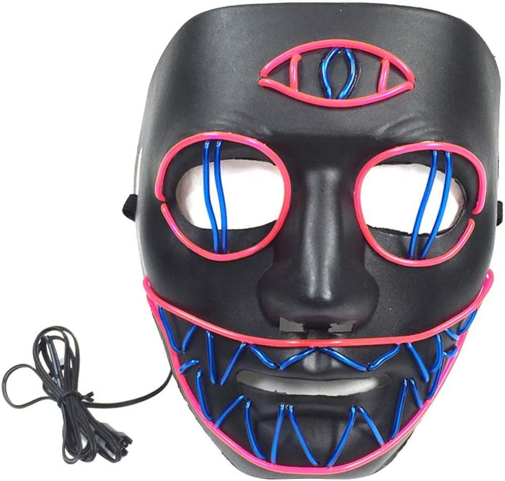 Amosfun Halloween Light up Mask Three Eye Strange Pattern Scary Cosplay