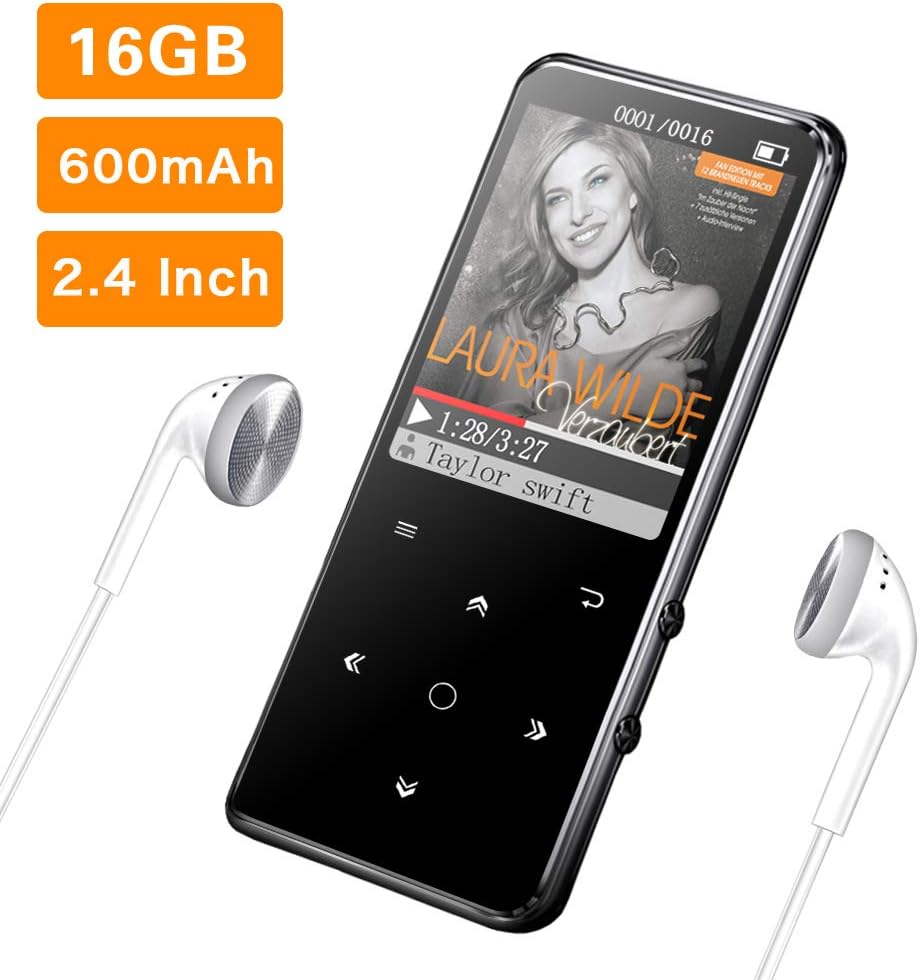 Mibao 16G Large Screen MP3 Players with Bluetooth 4.0 Digital Audio Portable Lossless Sound Music Player with FM Radio/Picture/E-book, Support Expandable Max up to 64G,(Headphone Included)