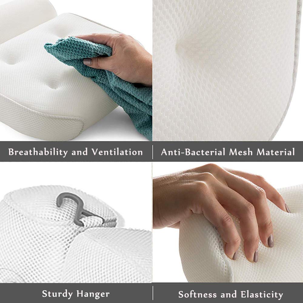 Idle Hippo Bath Pillow Bathtub Spa Pillow with 6 Upgraded Non-Slip Suction Cups, Extra Thick Bathtub Cushion for Head, Neck, Back and Shoulder Support, Fits Jacuzzi & Hot Tubs: Home Improvement