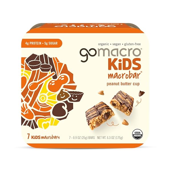 GOMACRO KIDS MACROBAR ORGANIC VEGAN SNACK BARS – PEANUT BUTTER CUP (0.90 OUNCE BARS, 7 COUNT)