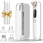 Blackhead Remover Pore Vacuum Kit for Face, 5 Adjustable Suction Levels Blackhead Extraction Tool, Face Suction Pore Cleaner with 4 Suction Heads, 4 Probes for Women & Men（White