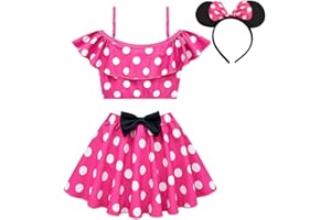 Dressy Daisy Girls Polka Dots Tankini Dress Two Piece Swimsuit Swimwear Swimming Bathing Suit with Skirt & Headband