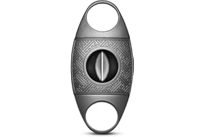CIGARLOONG Cigar Cutter Stainless Steel Bronze Engraved V Cut Blade Cigar Guillotine(Black)