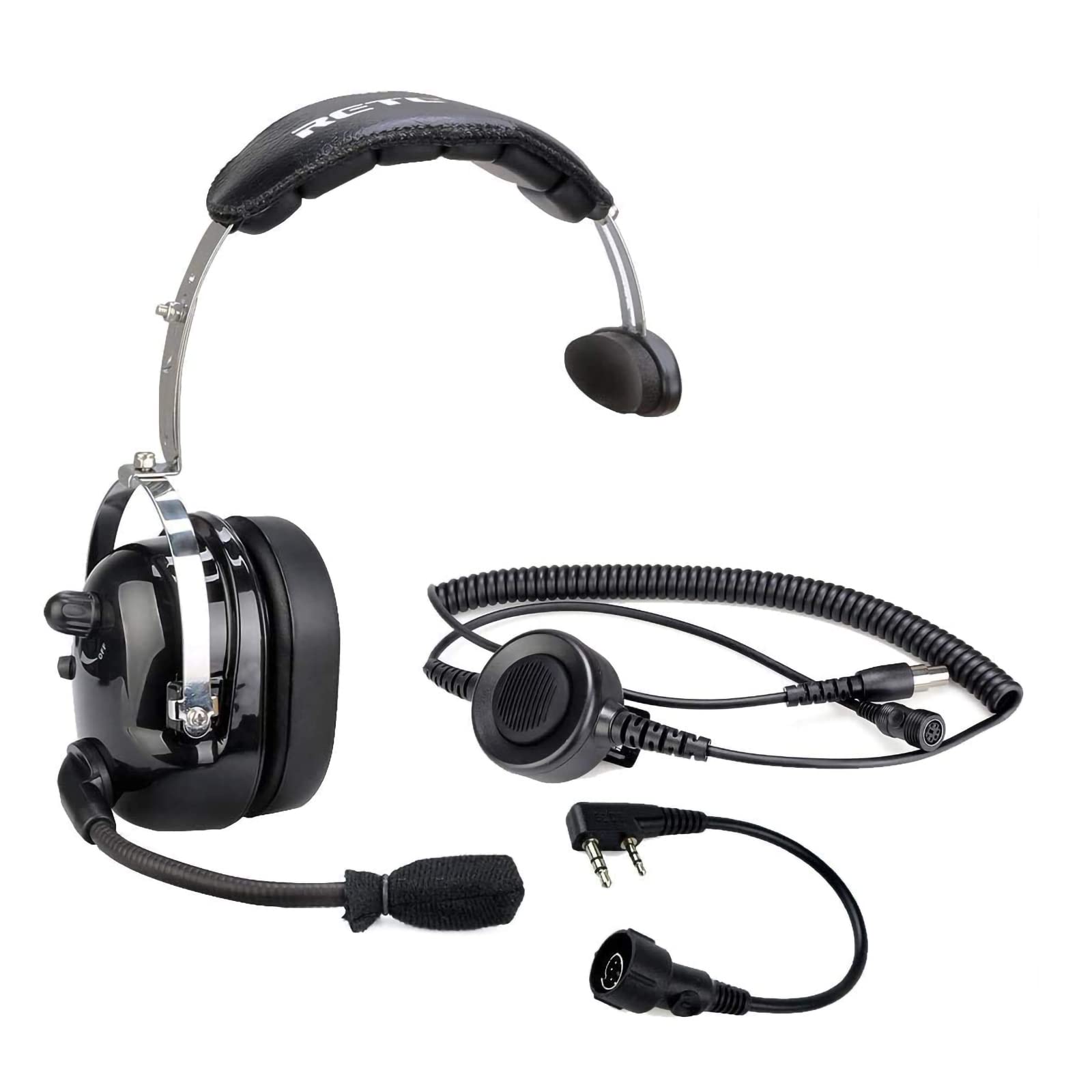 Retevis EHK005 Walkie Talkie Earpiece Noise-Cancelling Headset IP54 Two Way Radio Headphone with Boom Mic Compatible with RT24 RT27 RT5R RT85 RT21 RT86 Baofeng UV5R eSynic 2 Way Radio (1 Pcs)