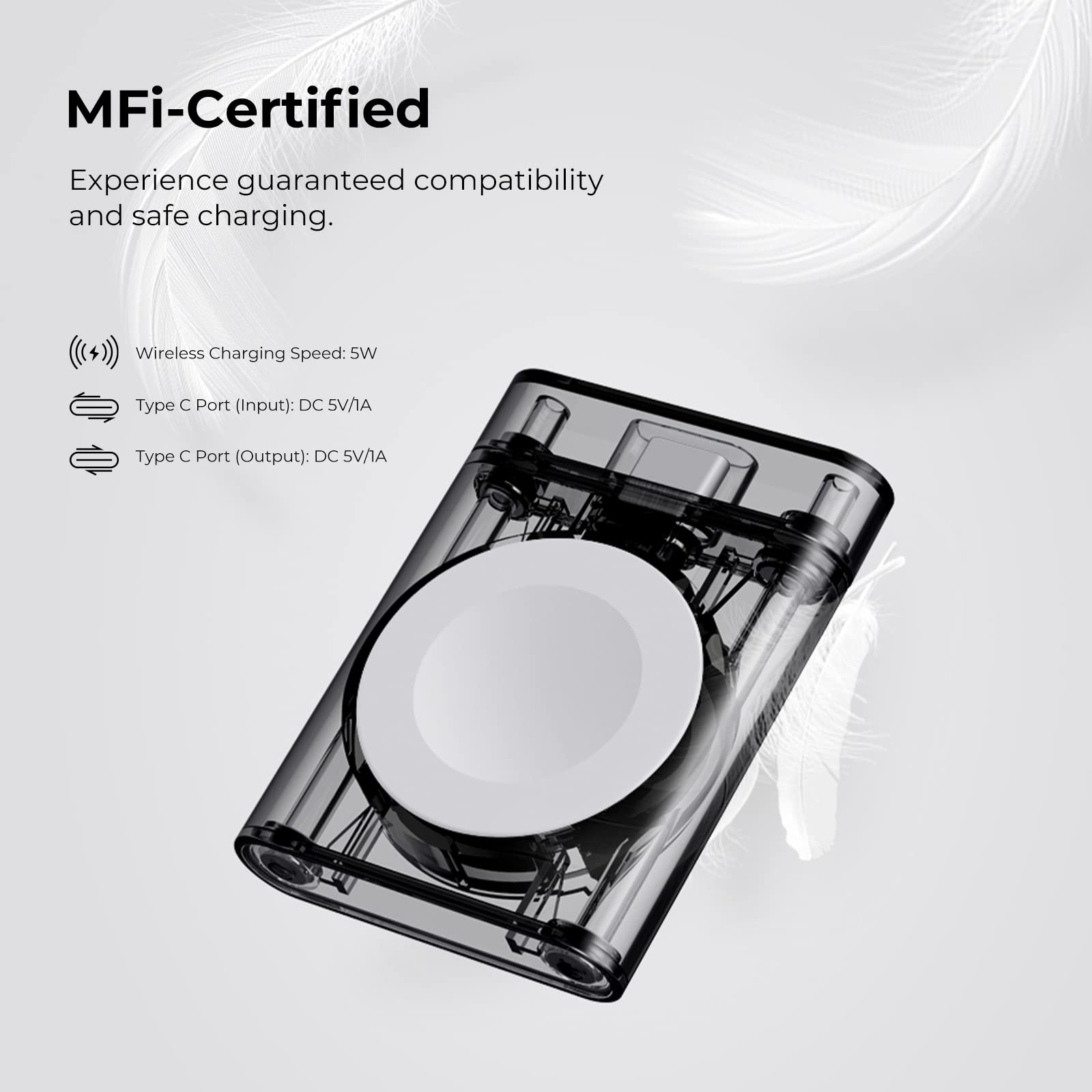 PITAKA Power Dongle for Apple Watch, MFi Certified Portable USB C Plug-in Wireless Magnetic Charger Compatible with Apple Watch Series 7/SE/6/5/4/3/2/1