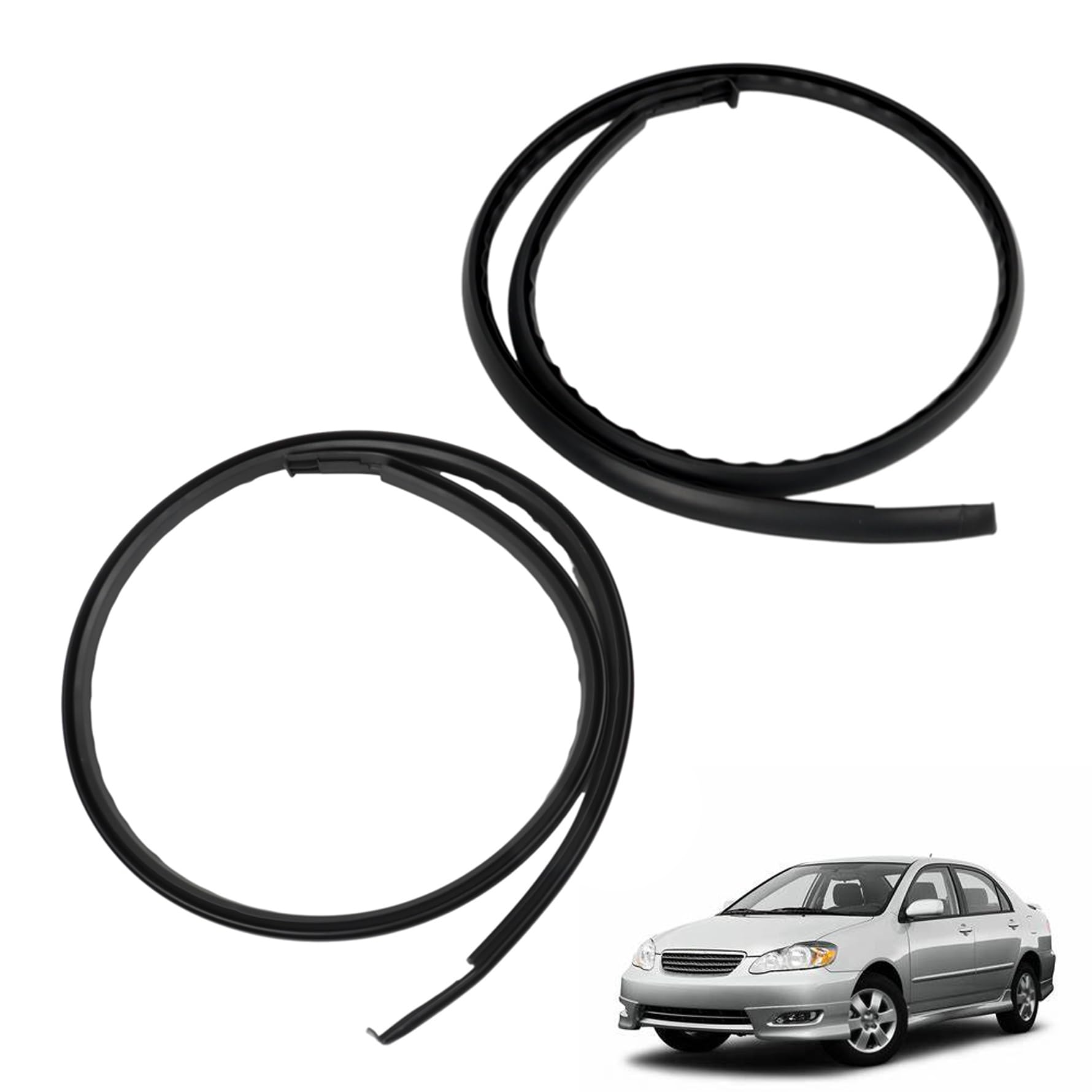 Photo 1 of 2 Pcs Black Roof Trim Molding Sealing Strip Kit Replacement for 2003-2008 Corolla
