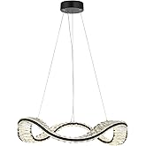Minka Lavery 28331 1-Light Integrated LED Matte Black Wave Chandelier with Crystal Accents