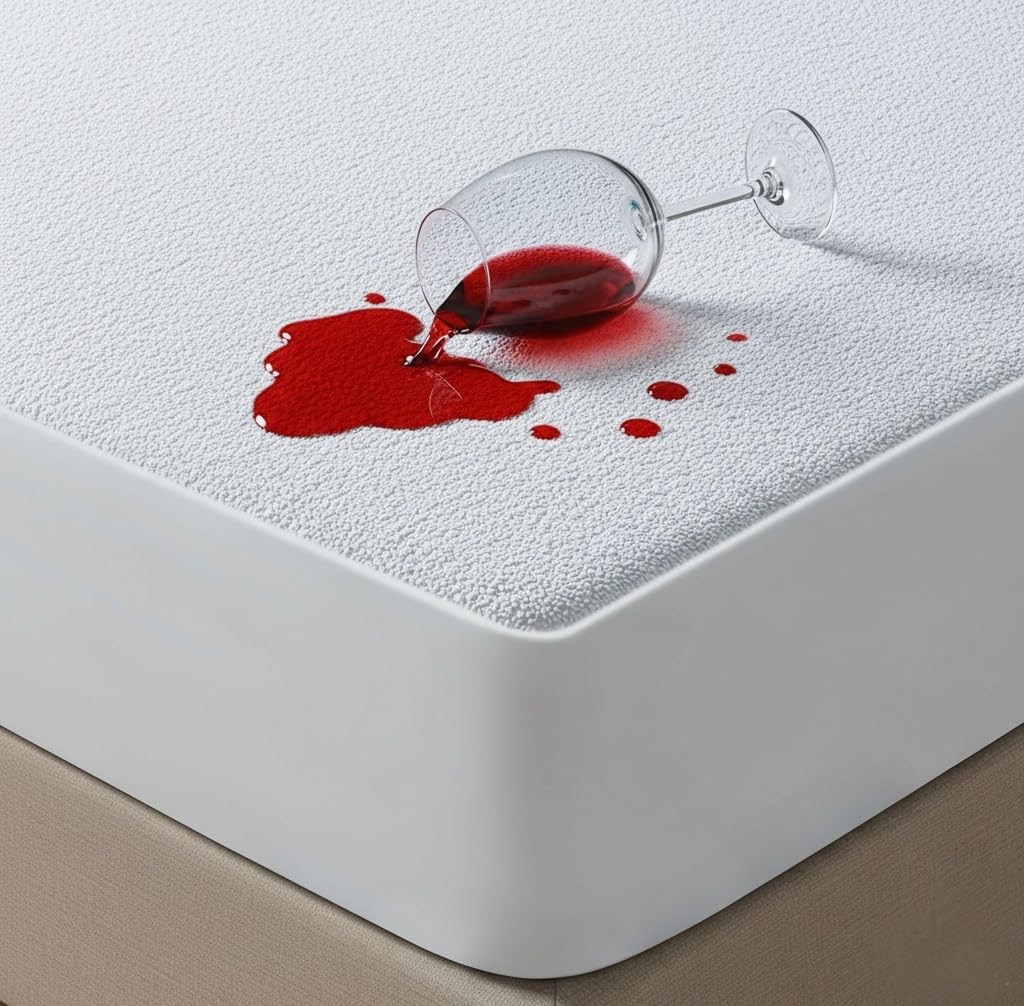 Aaf Textile Waterproof Mattress Protector King Size – Soft Terry Cotton Non-Crinkly Cover for Comfort, Extra Deep Pocket Fitted Breathable Mattress Protector, Shield from Spill, Allergen &Dust