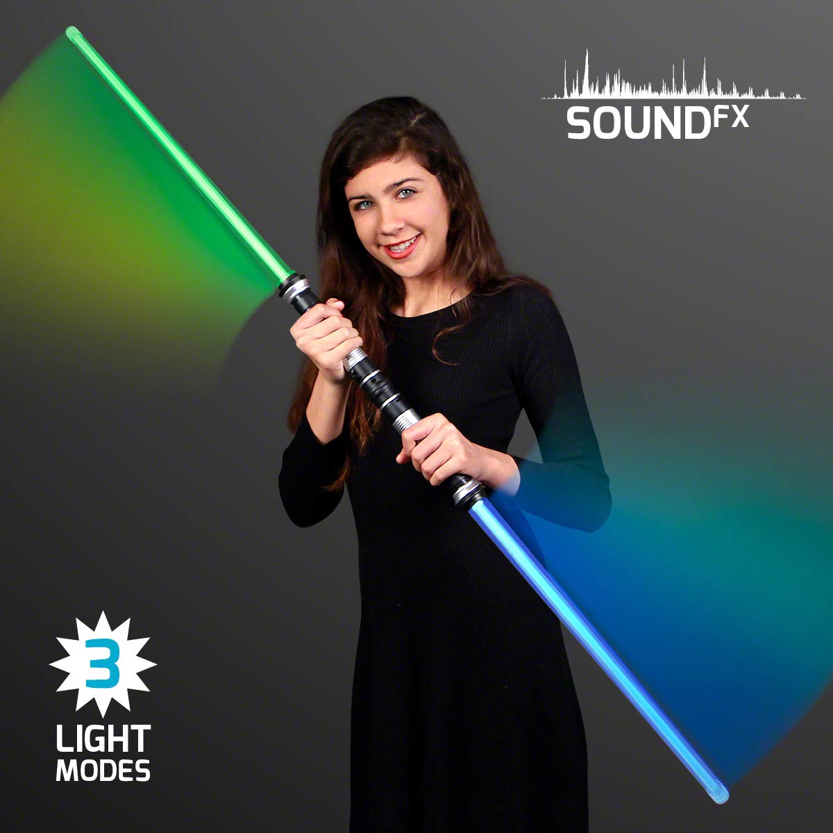 FlashingBlinkyLights Deluxe Double Sided Light Up Saber with Color Change Lights & Sound Effects