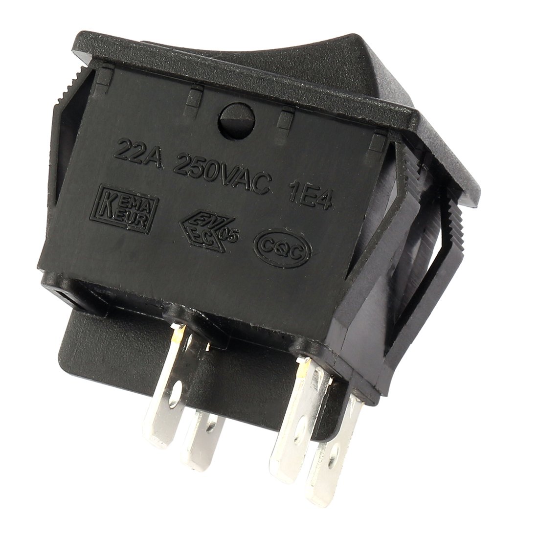 Sourcingmap 4 Terminal 2 Position I/O Boat Wiring DPST Rocker Switch Black On Off Button AC 20A/125V 22A/250V