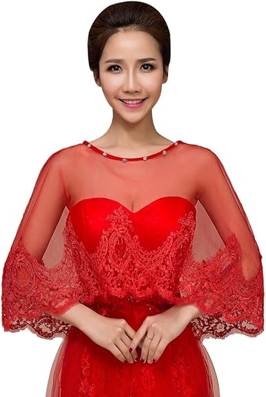 Sk Studio Femme Bolero Mariage Dentelle Rouge Transparent Boleros Tulle Cape Gilet De Mariage Ete Dentelle Chale Amazon Fr Vetements Et Accessoires