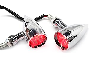 MISS MOLY Red CNC Motorcycle Bullet LED Turn Signal Lights Blinker Indicator Front Rear Tail Light Compatible with Harley Honda Yamaha Suzuki