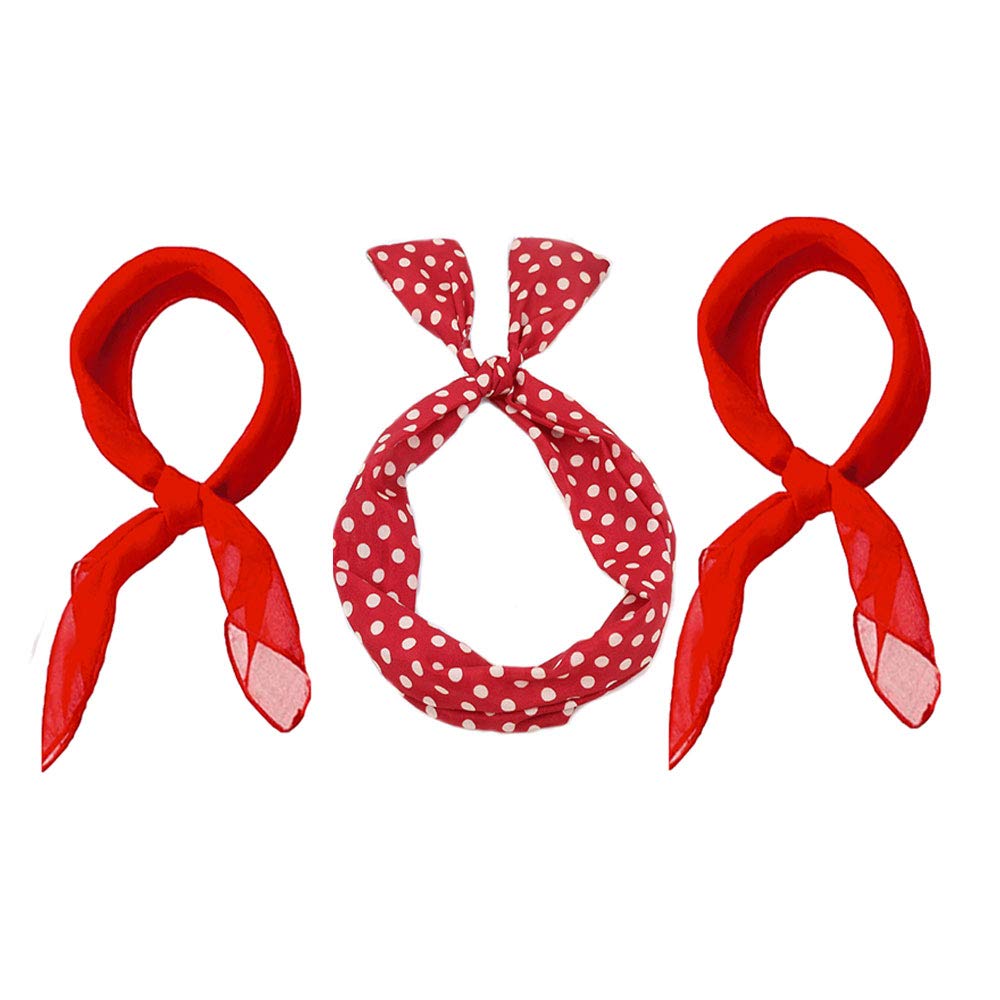 1950s Square Chiffon Scarf and polka dot headband Costume Accessories Set for Women 1950s Square Chiffon Scarf and polka dot headband Costume Accessories Set for Women