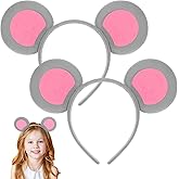 CLISPEED 2pcs Halloween Mouse Ears Headband, Cute Animal Headwear for Women - Rat Costume for Birthday Party Cosplay Costume Events Grey