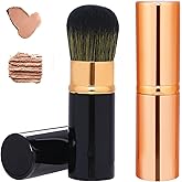 Retractable Blusher Brush with Cover, 2 Pack Travel Kabuki Bronzer Makeup Brush Liquid Cream Foundation Powder Brush Extensib