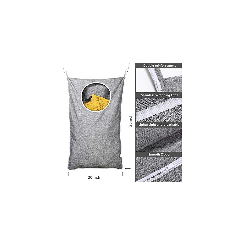 KEEPJOY Hanging Laundry Hamper Bag with Free Adjustable Stainless Steel
