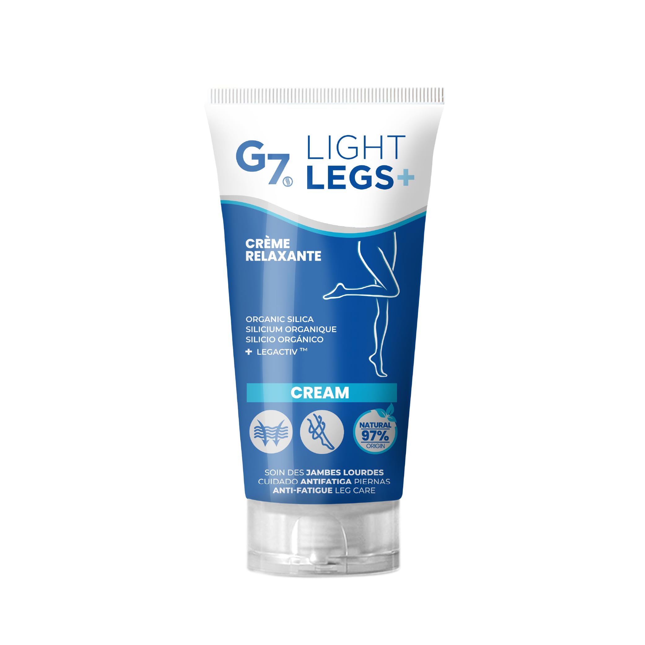 G7 Light-Legs. Cold Gel Muscular Recuperator with Silica that Increases Circulation and Blood Flow to Prevent Varicose Veins and Tired Legs, with Draining Action. 200 ml Dispenser Pack