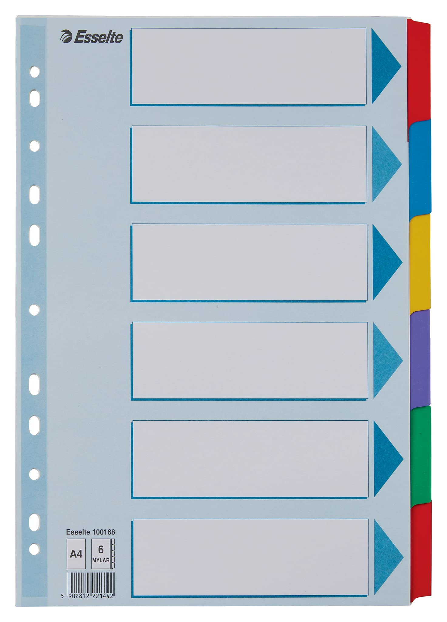 Esselte Mylar Plain Cardboard Index, Coloured tabs