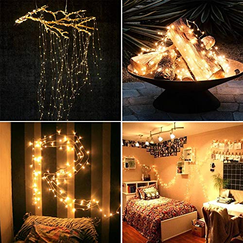 120 LEDs String Fairy Lights,Solar Powered 6 Six-Ft Strands,20 Warm White LEDs per Strand,Flexible Copper Wire for Glowing Watering Can with Light, Waterproof for Outdoor Decoration