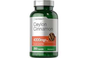 Horbäach Ceylon Cinnamon Capsules 4000mg | 250 Count | Non-GMO, Gluten Free