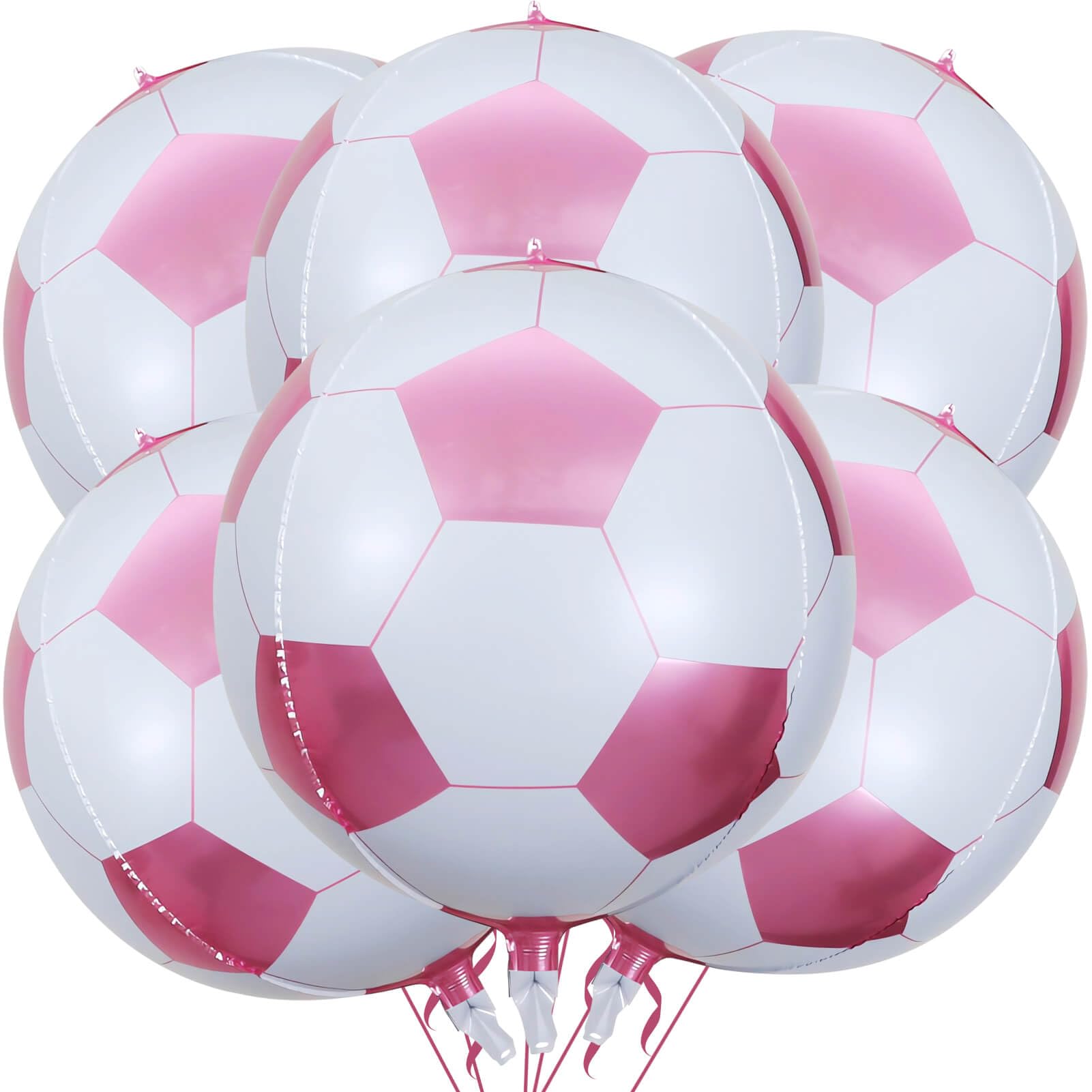 Photo 1 of 6 Pack 22 Inch Pink Soccer Balloons Giant 4D Mylar Football Balloons Helium Foil Blue Soccer Balloons for Birthday Party Sports Themed World Cup Party Decorations