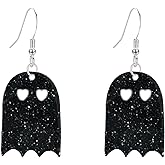 Seakuur Ghost Acrylic Earrings for Women Halloween Dangle Drop Earrings Spooky Gothic Horror Accessories