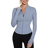 LUYAA Women's Workout Jacket Lightweight Zip Up Yoga Jacket Cropped Athletic Slim Fit Tops