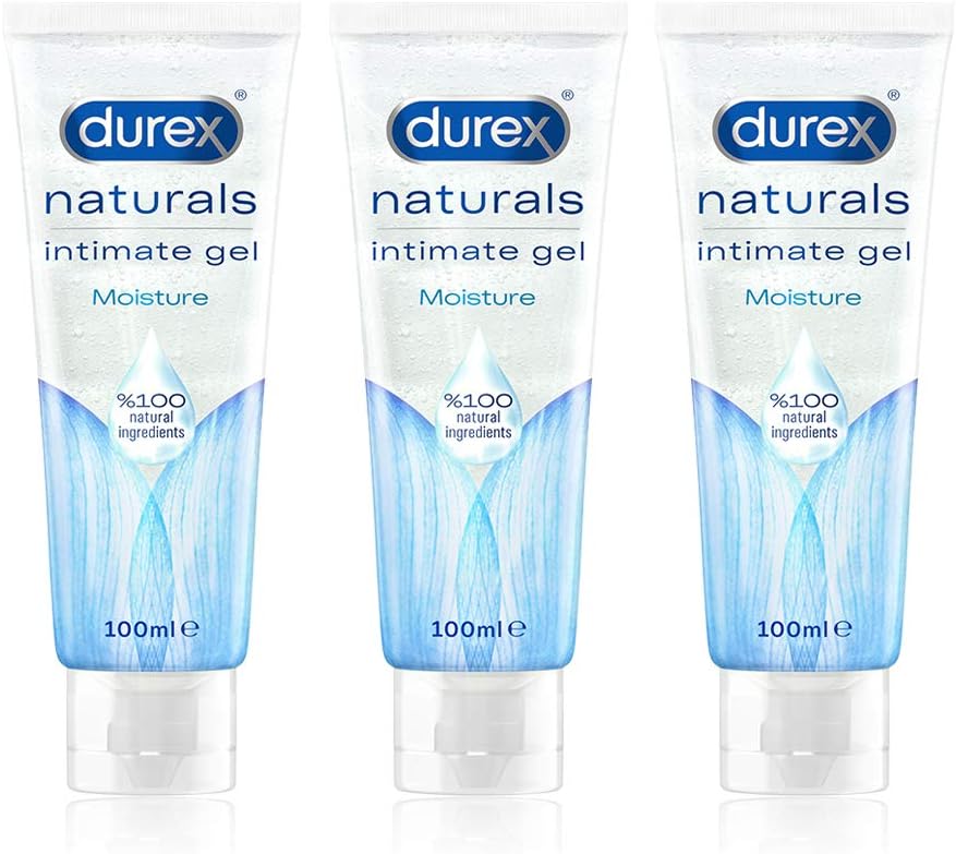 Durex Naturals Moisture Lube, Water Based, 100ml each (3 Pack, 300ml), Smooth Texture, Condom and Toy Compatible