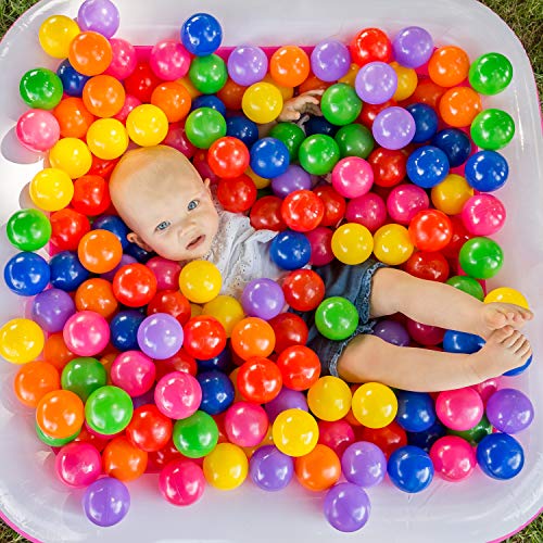 FoxPrint Soft Plastic Kids Play Balls - Non Toxic, 100 Phthalate & Bpa Free - Crush Proof & No Sharp Edges; Ideal for Baby or Toddler Ball Pit, Kiddie Pool, Indoor Playpen & Parties, 100 Balls