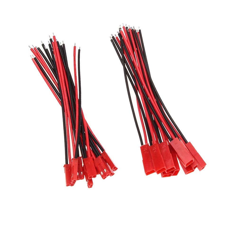 LinsyRC 10 Pairs 2-Pin JST SYP Plug Male and Female Connector Adapter with 10cm 22AWG Silicone Wire for LED Lamp Strip and RC Toys Wiring