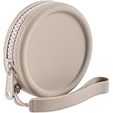 WHHJM Small Silicone Makeup Bag for Women Round Purse Essentials Portable Cosmetic Accessories Organizer Small Travel Kit Storage Pouch (Grey)