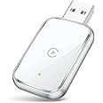 HaMeby Wireless Carplay Adapter for iPhone, Convent Wired to Wireless Car Play Adapter, Mini Size with Extension Cable USB & USB C/Type-C, Stable Control & No Delay, White