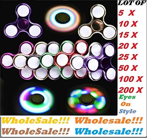 Wholesale LED Fidget Spinner and Stress Relief Hand Spinner Sale Lot 20 50 100 200 500 ~USA SELLER~ (100 X, METALLIC COLOR MIX)