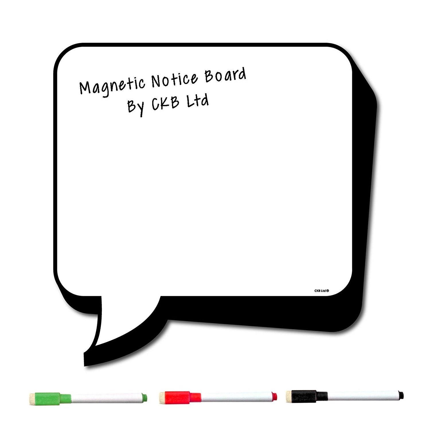 CKB LTD® CARTOON SPEECH BUBBLE Fridge Reminder Board Magnetic With Marker White & Pen - Drywipe Magnet Whiteboard Kitchen Memo Notice Large Daily Planner BLANK Dry Wipe Signage Sheet 32 x 32cm