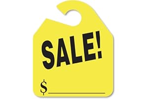 BER FLAGS AND BOWZ Large Rearview Mirror Tags 11 x 9 inch Pack of 50 Fluorescent Colors Die Cut for Eacy Hanging Car Dealership Signs EZ203 (Large Rearview Mirror Tags Sale, Yellow)