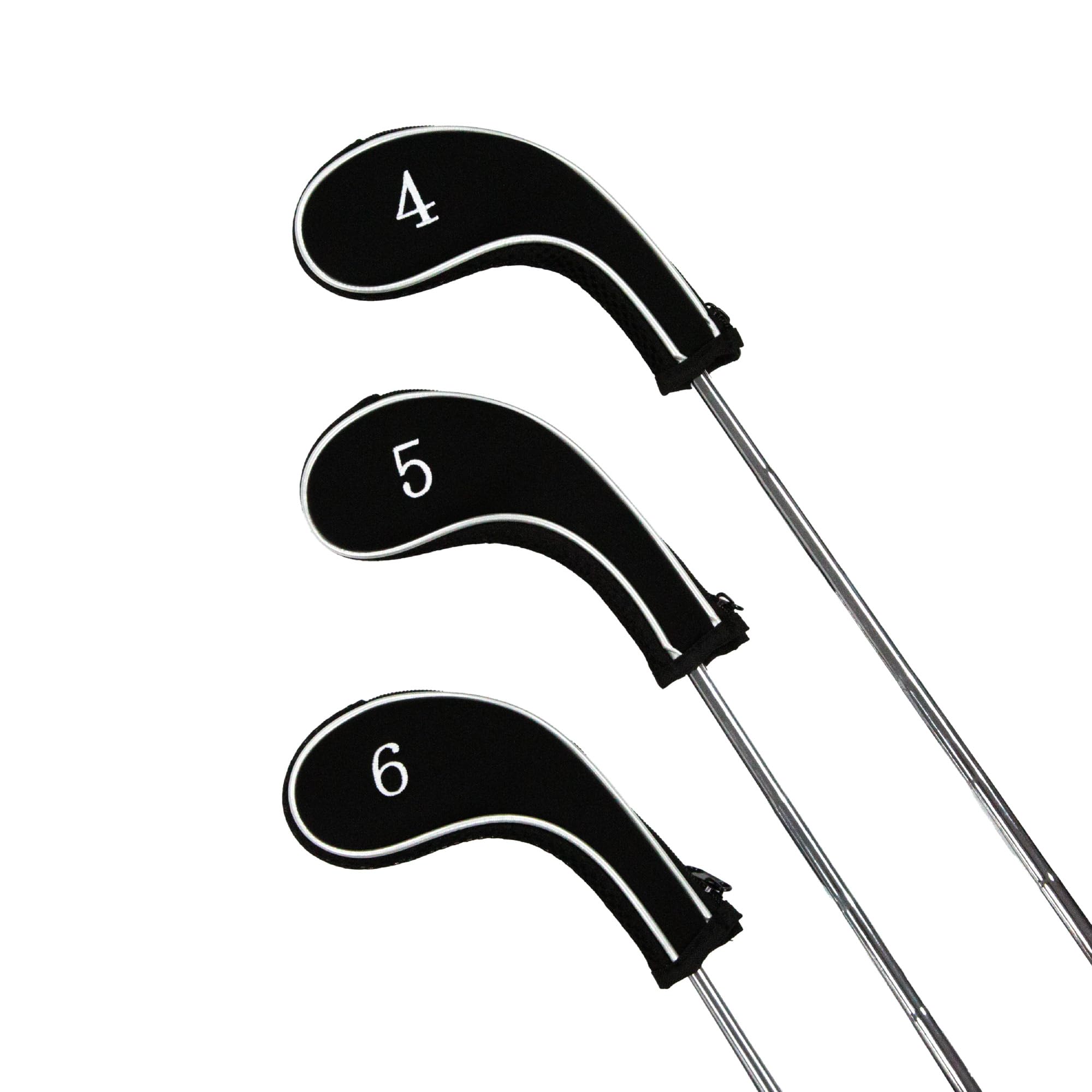 Longridge 4-Sw+Gw Long Neck Neoprene Golf Iron Covers Set - Silver/Black