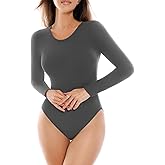 SINOPHANT Long Sleeve Bodysuits for Women Crew Round Neck Basic Stretchy Slim Fit Body Suit Tops