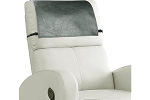 NZDWZDN Headrest Cover for Recliner Chair Recliner Headrest Protector Faux Leather Headrest Cover with Elastic Straps Couch Headrest Covers for Furniture Sofa Chair Protector W17 x L27In(Grey Green)