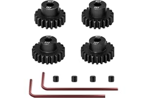 OGUNKE OGRC 4PCS Mod 1 Pinion Gear Hardened Steel 5mm Motor Shaft Gear Set 19T 20T 21T 22T M1 Pitch Gears for 1/8 1/10 RC Car