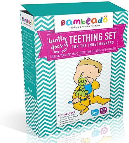 Teething Toys Set by Bambeado. The complete set of Baby Teethers and Toothbrushes required for the five stages of your child’s teething development. Color combination - Magenta/Green/Orange