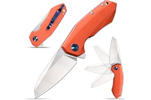 Eafengrow 0456 Tactical Folding Knife G10 Handle D2 Blade Bearing Flipper Hunting Knife Pocket Camping Survival Outdoor Knife (Orange)