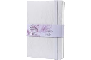 tumuarta Watercolor Sketchbook, 7.5x5 inch, 140 LB, 300 GSM, 100% Cotton Paper, Cold Press, 24 Sheets, 48 Pages, Watercolor Journal for Use As Travel Sketch Book and Mixed Media Pad On The Go