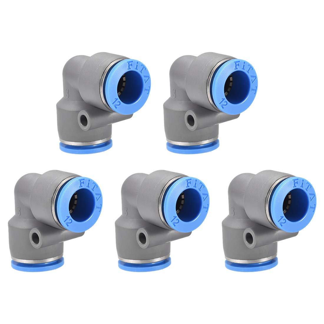 sourcing map Elbow Push to Connect Air Fittings 12mm Tube OD Pneumatic Quick Release Connectors Grey 5Pcs