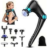 Folding Massage Gun with Heat & Cold Therapy for Women Men, Back & Deep Tissue Massager with 10 Heads, Quiet Rechargeable Percussion Massager for Back Pain Relief, Shoulders, Legs, Portable with bag