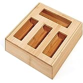 Copco 4 Compartment Storage Organizer for Gallon, Quart, Sandwich, and Snack Bags with Clear Labels, With In Drawer or Wall Mounting Feature For Space Saving