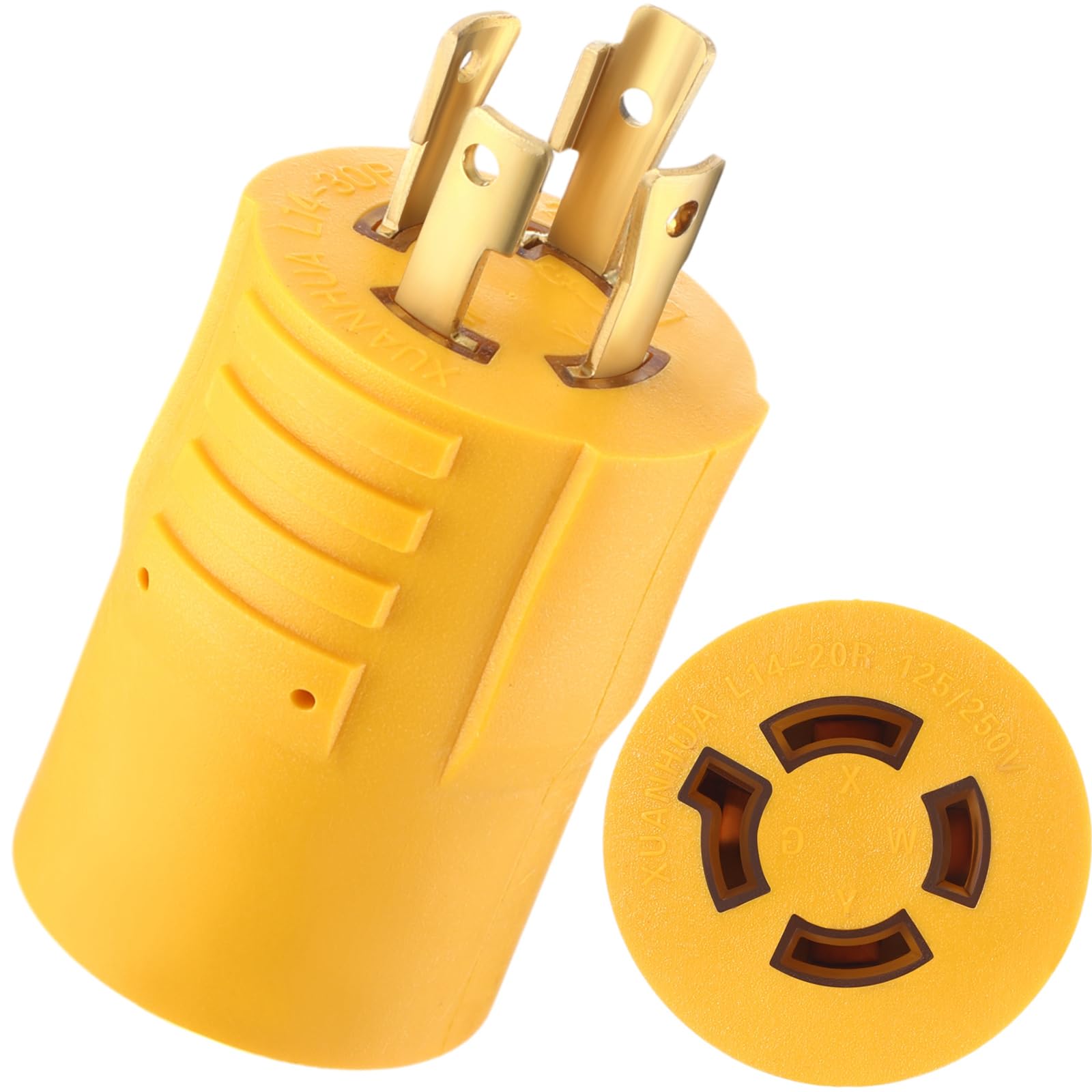 Photo 1 of Kanayu 30Amp to 20Amp Generator Adapter Compatible with NEMA L14-30P to L14-20R Regular Inlet Connector 4 Prong Locking Generator Plug Adapter 30Amp Male Plug to 20Amp Female