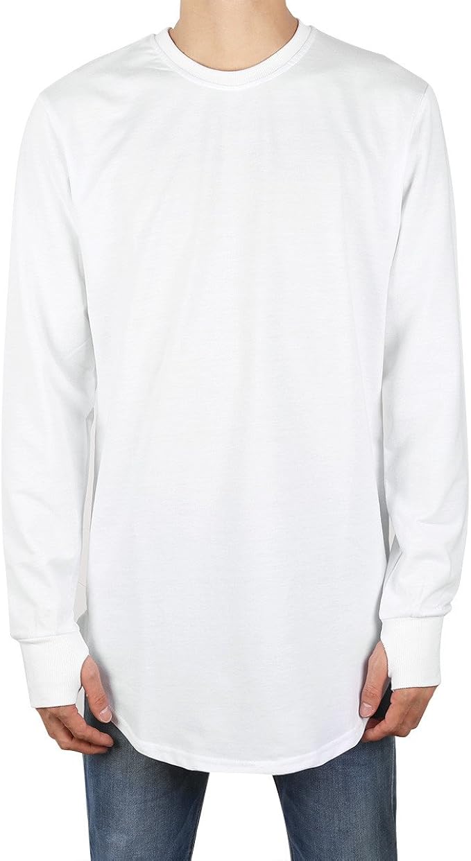 YiZYiF Men Thumb Hole Cuffs Long Sleeve Cotton Casual Loose TShirt Crew Neck Stylish Tee Shirts