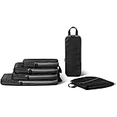 Amazon Essentials 6-Pack Ultralight Compression Packing Cubes Organizer, Black