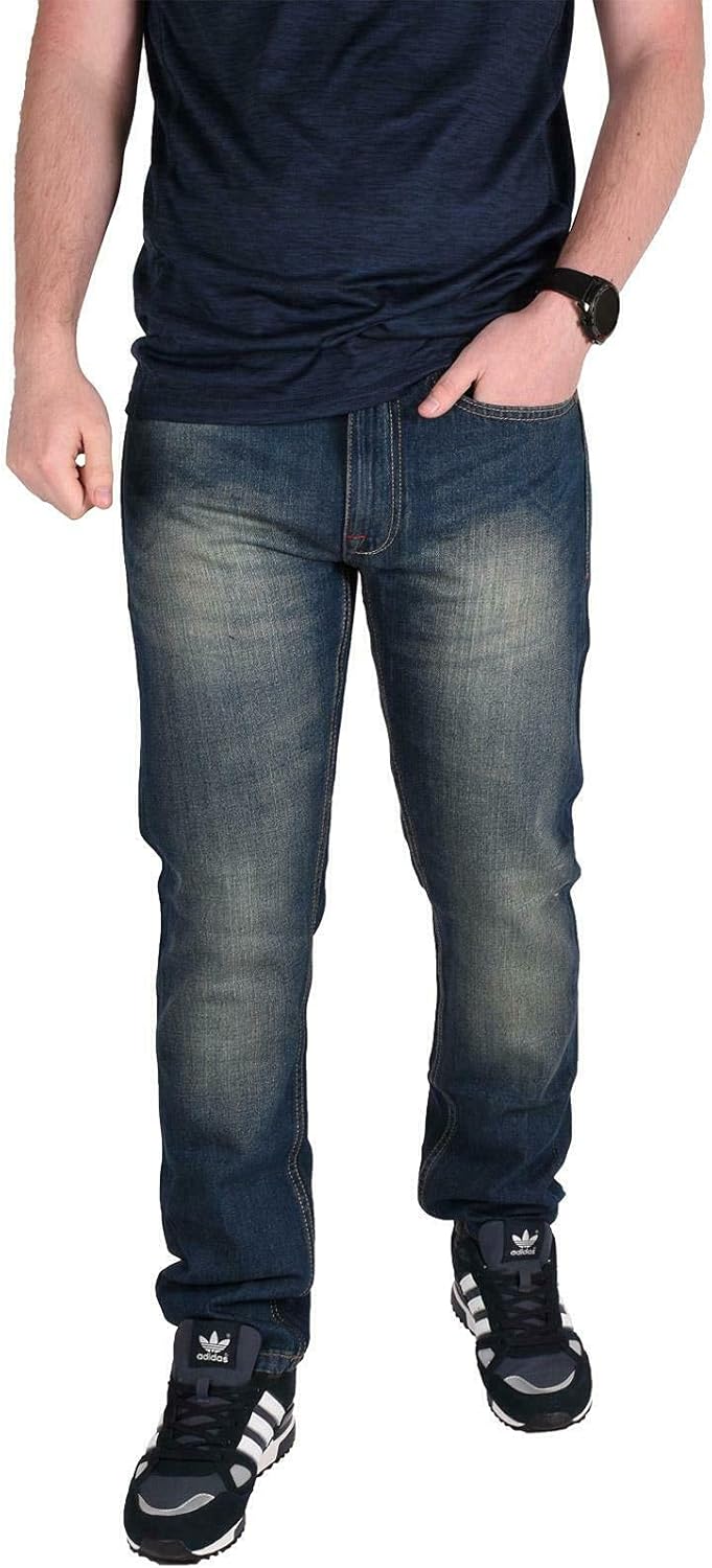 Gaffer Mens Jeans Denim Straight Leg Pants Regular Fit Zip Fly Trousers