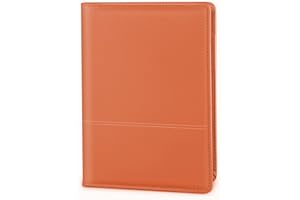 Lcjtop Padfolio Binder A5 Document Organizer with Refillable Lined Notepad, Junior Size Folder Portfolio for Women, Orange